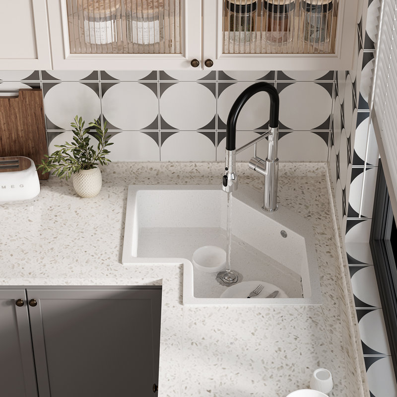 Homary 25.2'' L Double Bowl Quartz Kitchen Sink & Reviews